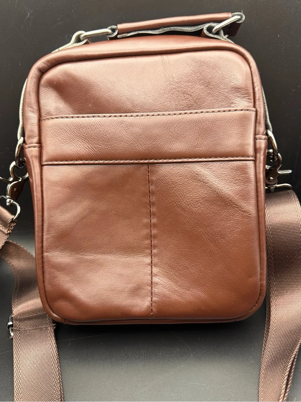 BULLCAPTAIN Men Genuine Leather Shoulder Bag Messenger Crossbody Satchel Brown